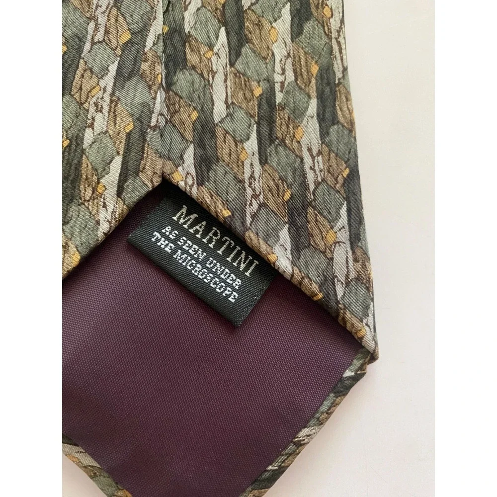 Stonehenge Martini Cocktail Collection Silk Tie Mens Green Microscopic‎ Pattern
